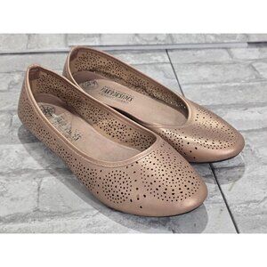 Harborsides Memory Foam Ballet‎ Flats Rose Gold Slip On Shoes Women Sz 8